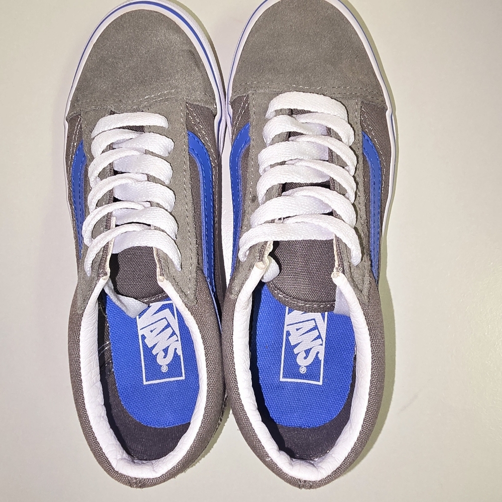 Old Skool Vans Grey/ Blue Kids Size 1.5 - Picture 5 of 10